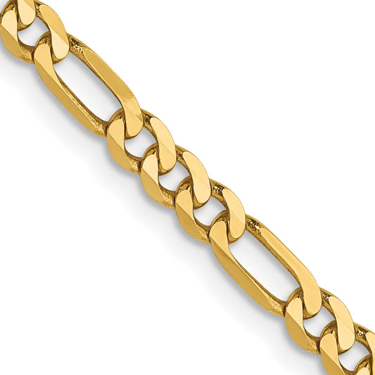 20 Inch 14K 3mm Flat Figaro Chain Necklace