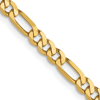 18 Inch 14K Yellow Gold 3mm Flat Figaro Chain Necklace