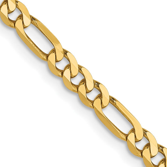 18 Inch 14K Yellow Gold 3mm Flat Figaro Chain Necklace