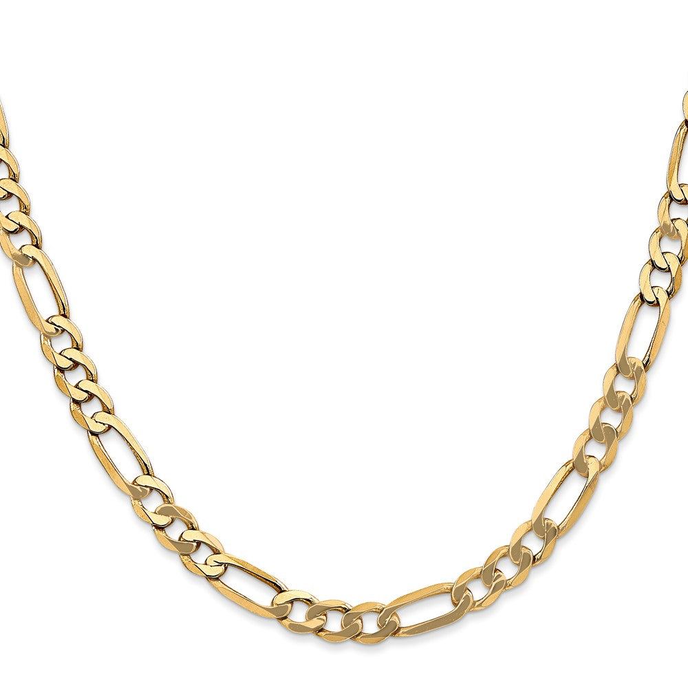 24 Inch 14K Yellow Gold 5.50mm Flat Figaro Chain Necklace