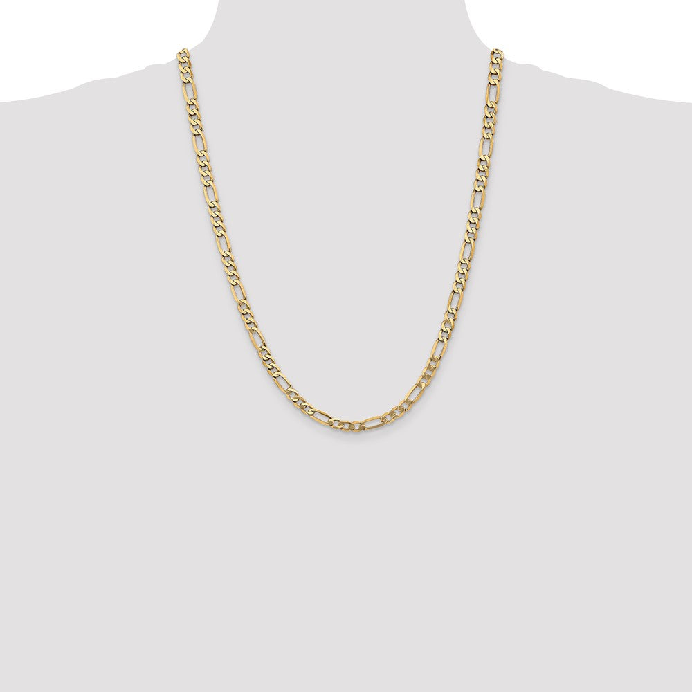 24 Inch 14K Yellow Gold 5.50mm Flat Figaro Chain Necklace