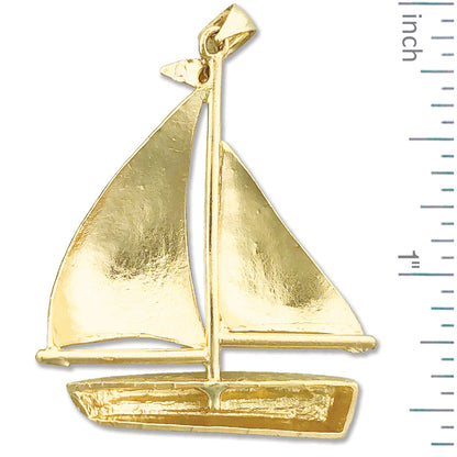 14K Gold Single Sloop Sailboat Pendant