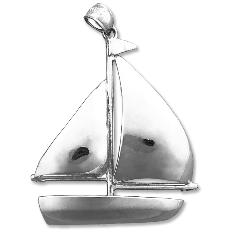 14K Gold Single Sloop Sailboat Pendant