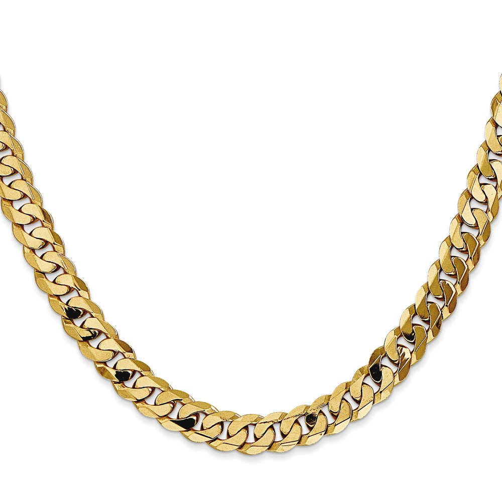 24 Inch 14K Yellow Gold 7.25mm Flat Beveled Curb Chain Necklace