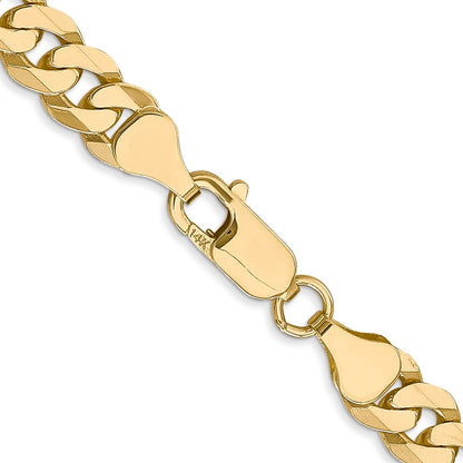 22 Inch 14K Yellow Gold 7.25mm Flat Beveled Curb Chain Necklace