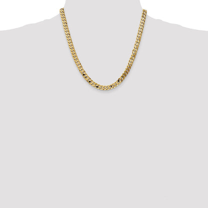 2 Inch 14K Yellow Gold 7.25mm Flat Beveled Curb Chain Necklace