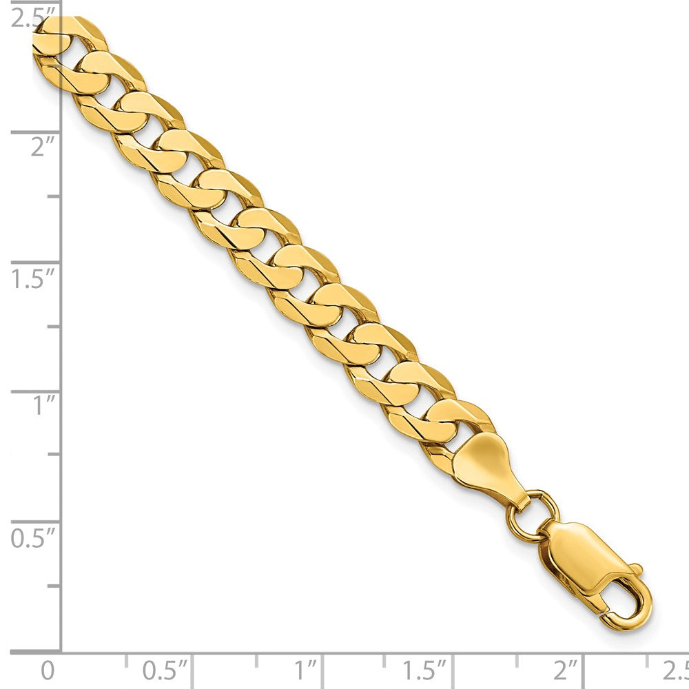 9 Inch 14K Yellow Gold 7.25mm Flat Beveled Curb Chain Bracelet