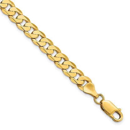 9 Inch 14K Yellow Gold 7.25mm Flat Beveled Curb Chain Bracelet