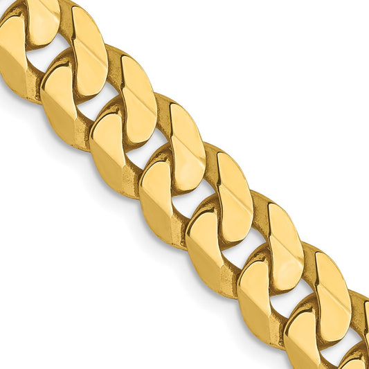 2 Inch 14K Yellow Gold 7.25mm Flat Beveled Curb Chain Necklace