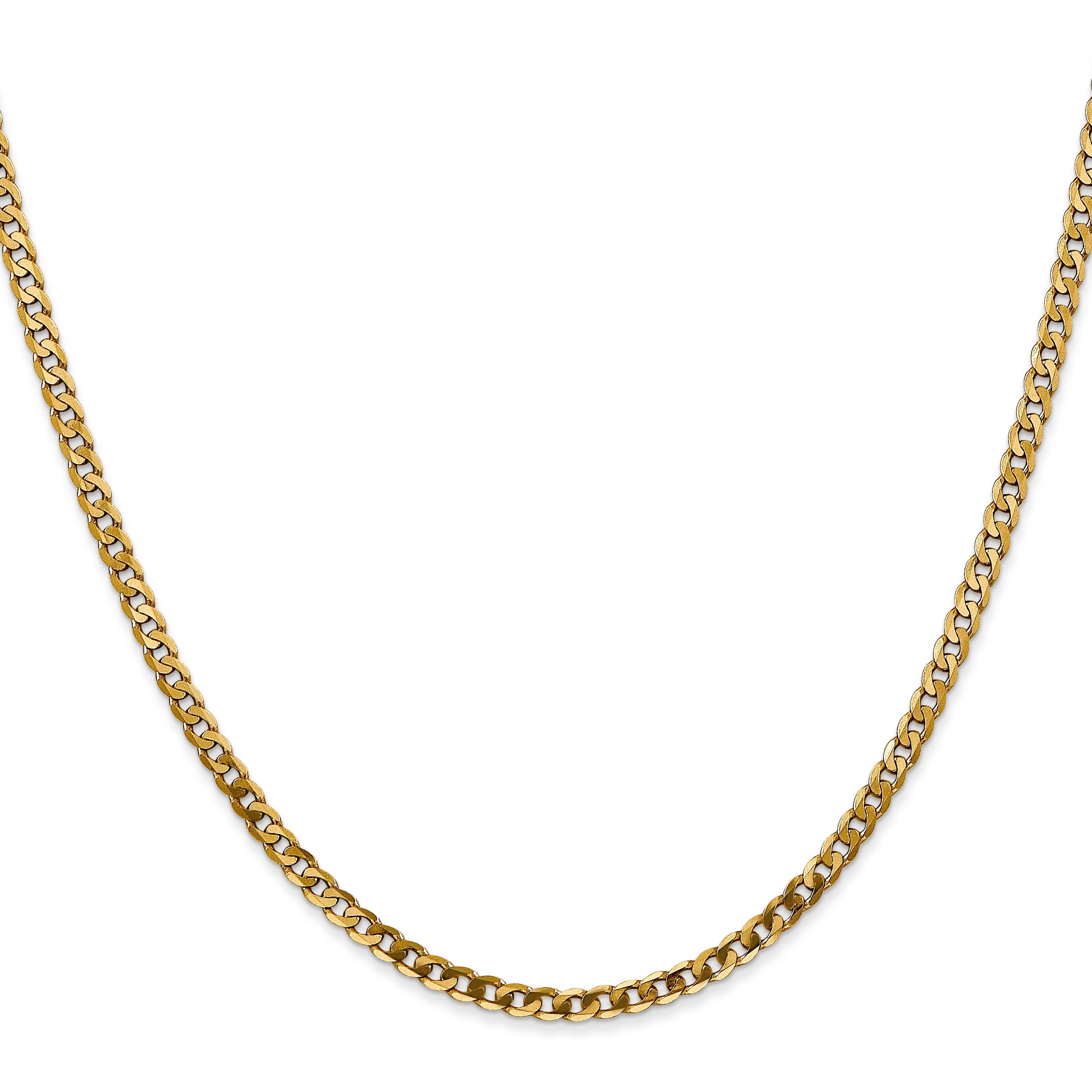 18 Inch 14K 2.9mm Flat Beveled Curb Chain Necklace