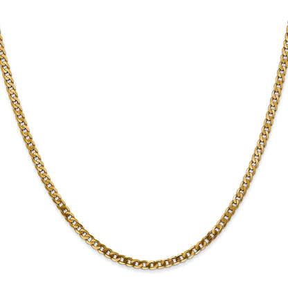 18 Inch 14K 2.9mm Flat Beveled Curb Chain Necklace