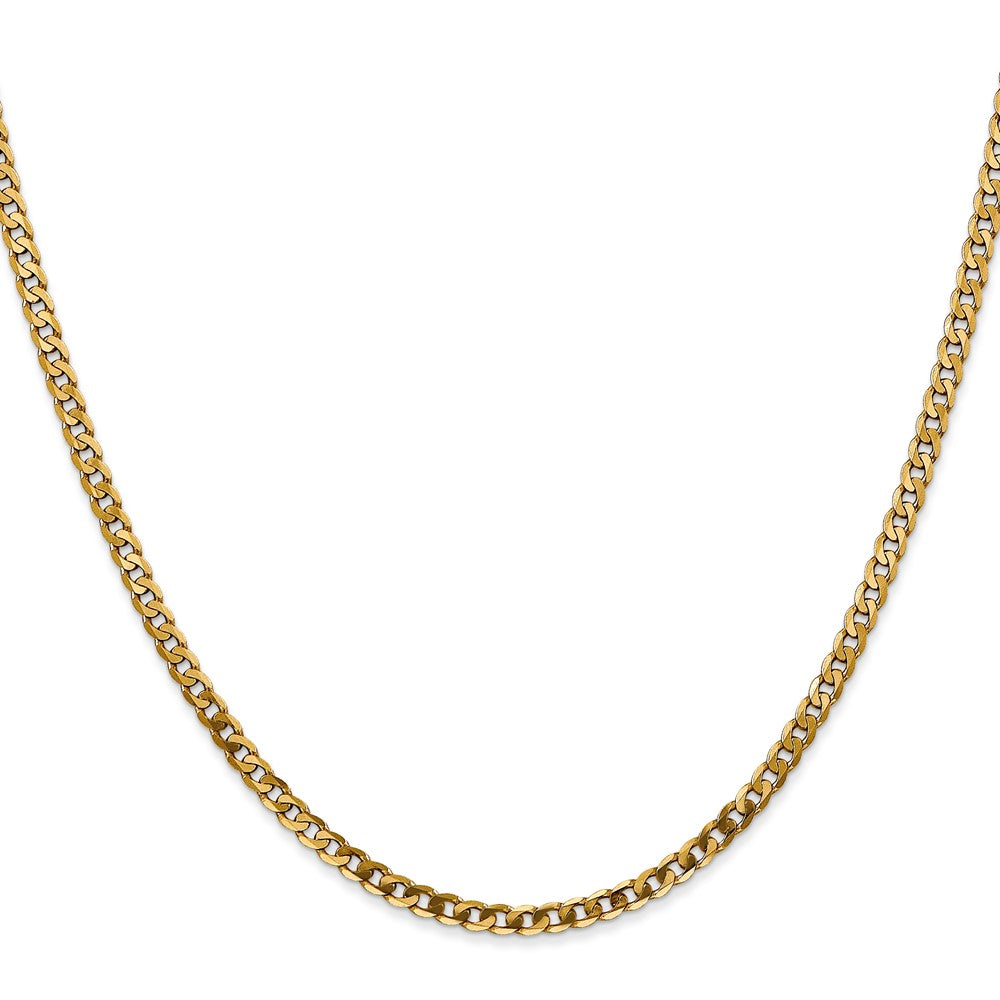 24 Inch 14K Yellow Gold 2.9mm Flat Beveled Curb Chain Necklace