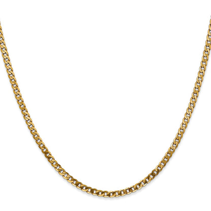 24 Inch 14K Yellow Gold 2.9mm Flat Beveled Curb Chain Necklace