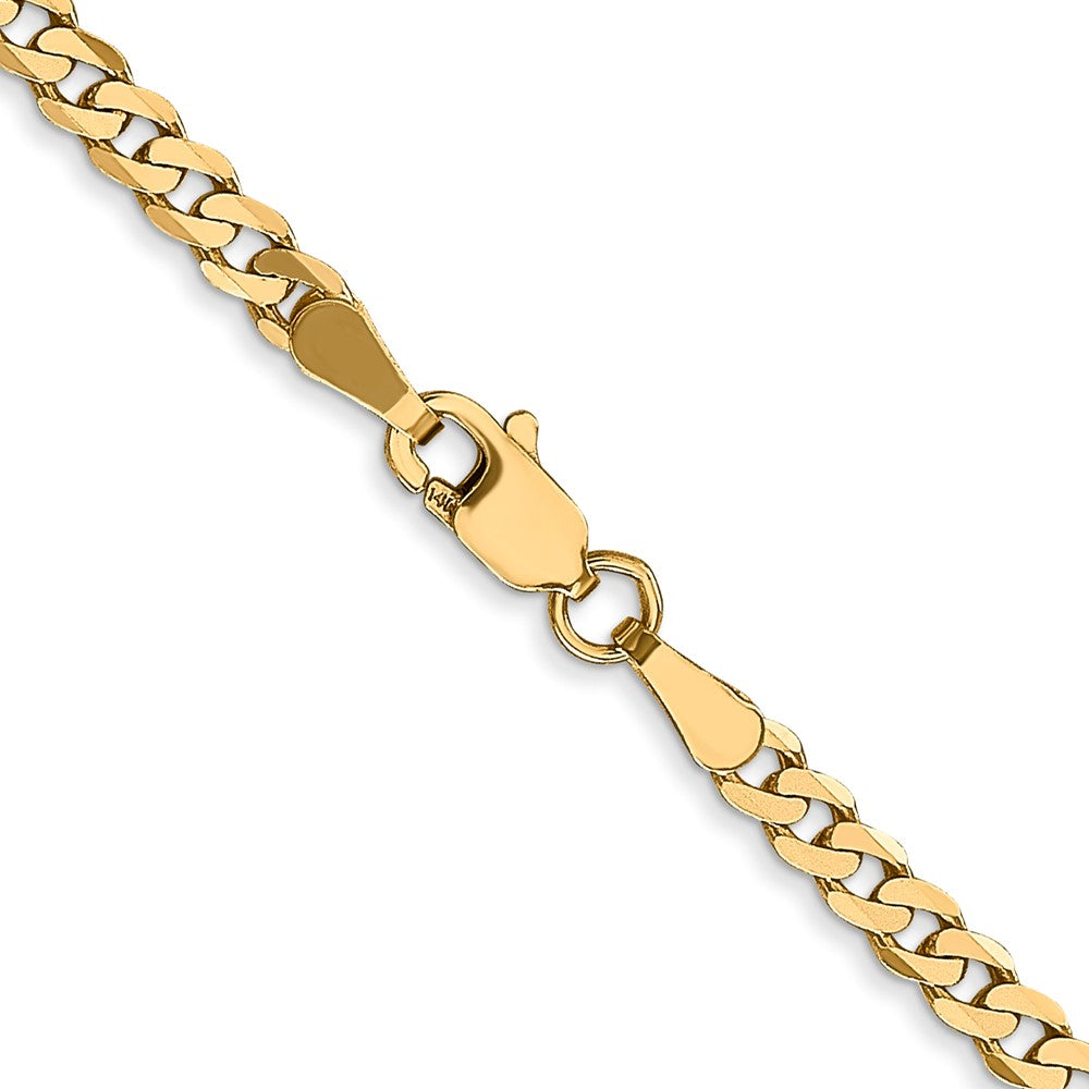 24 Inch 14K Yellow Gold 2.9mm Flat Beveled Curb Chain Necklace
