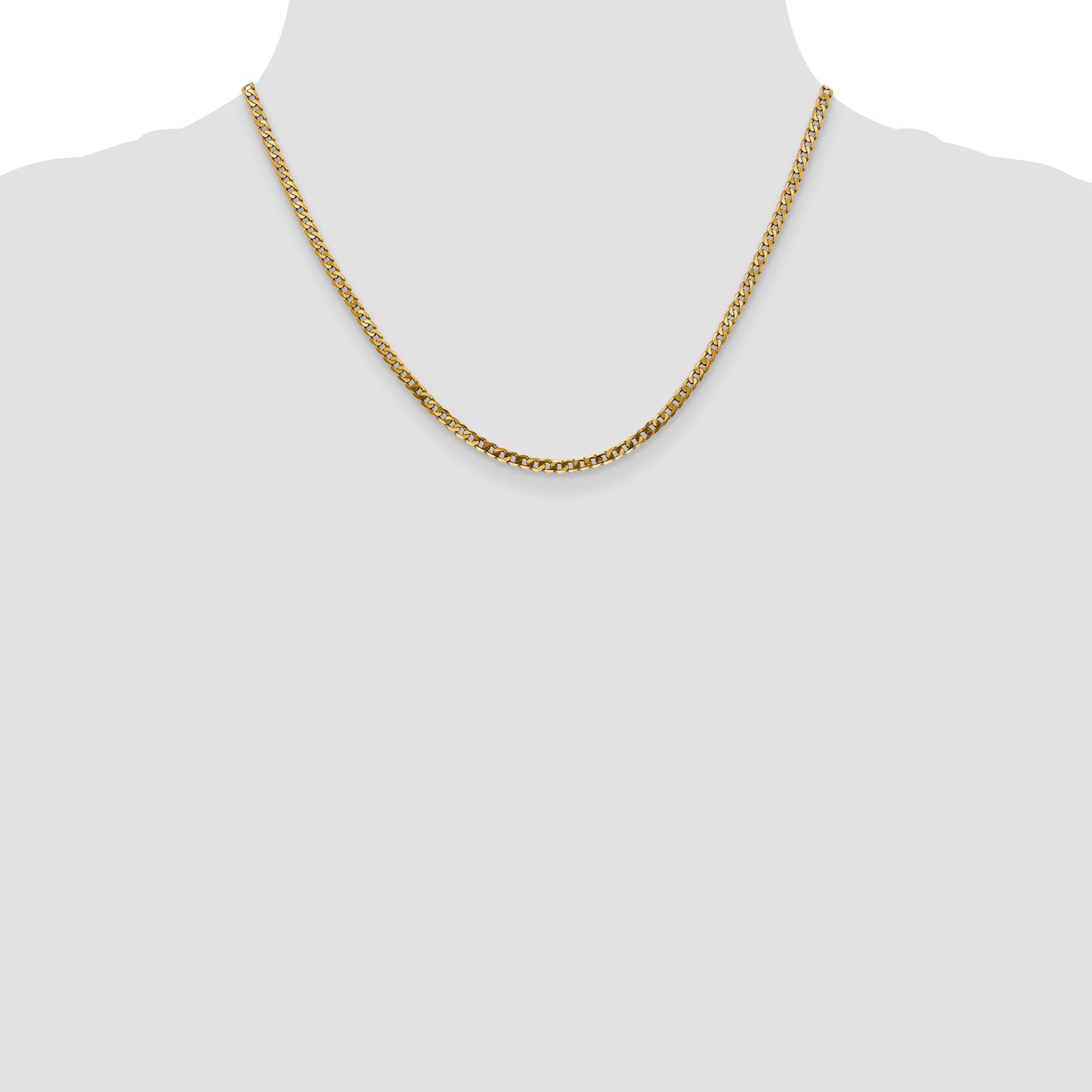 18 Inch 14K 2.9mm Flat Beveled Curb Chain Necklace