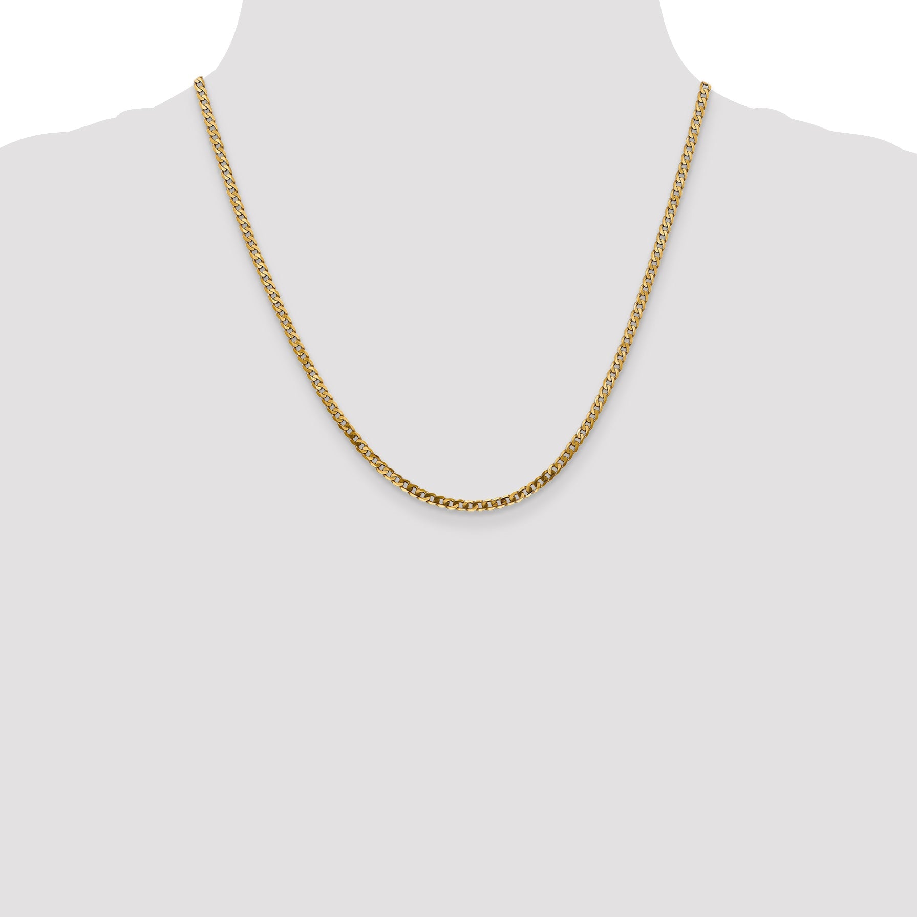 20 Inch 14K 2.9mm Flat Beveled Curb Chain Necklace