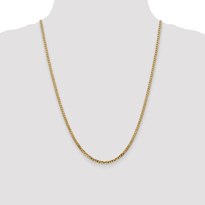 24 Inch 14K Yellow Gold 2.9mm Flat Beveled Curb Chain Necklace