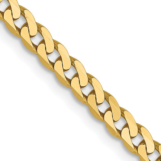 24 Inch 14K Yellow Gold 2.9mm Flat Beveled Curb Chain Necklace