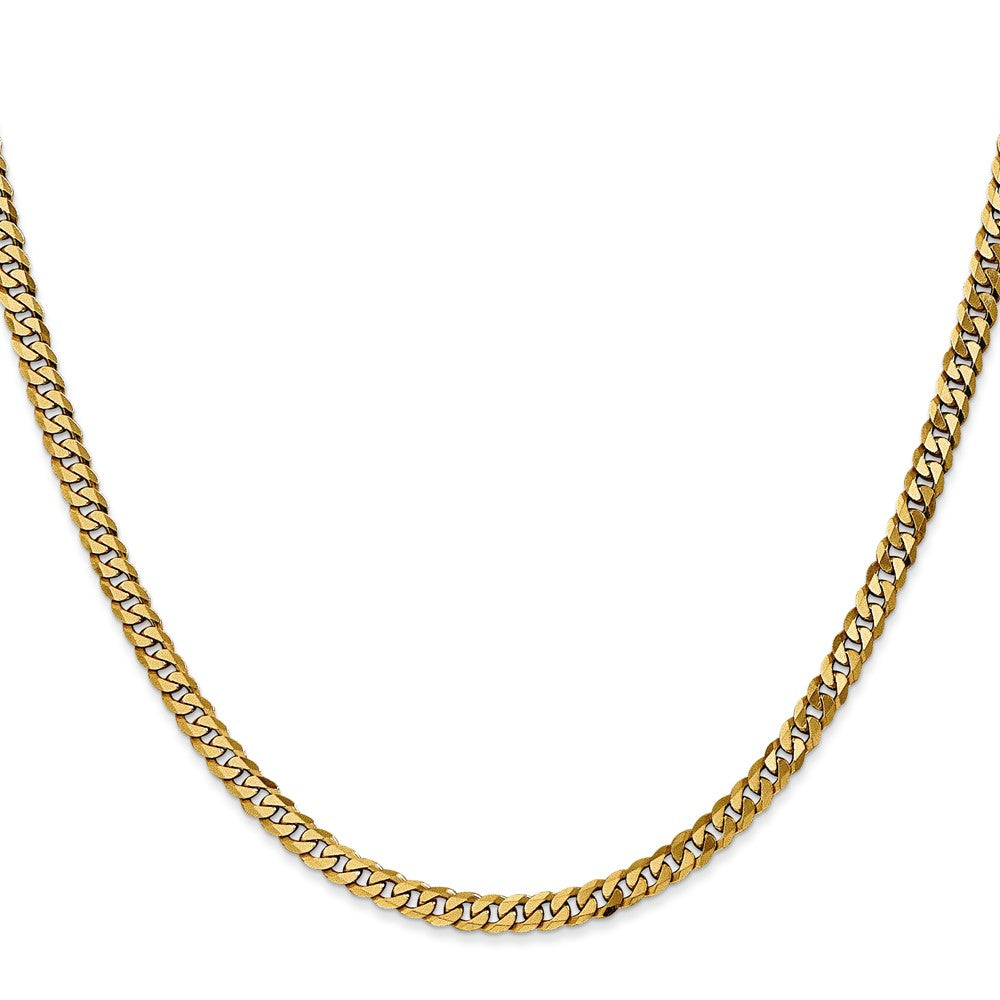 24 Inch 14K 3.9mm Flat Beveled Curb Chain Necklace
