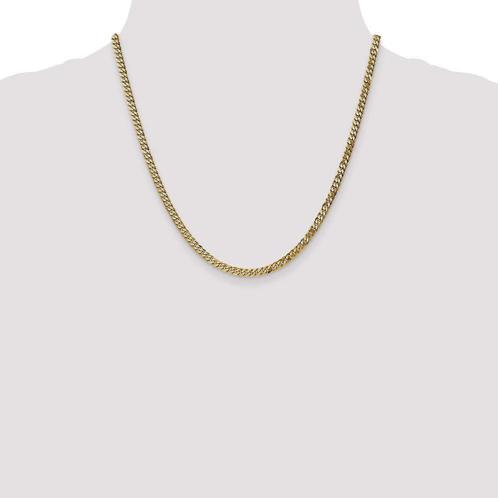 20 Inch 14K 3.9mm Flat Beveled Curb Chain Necklace
