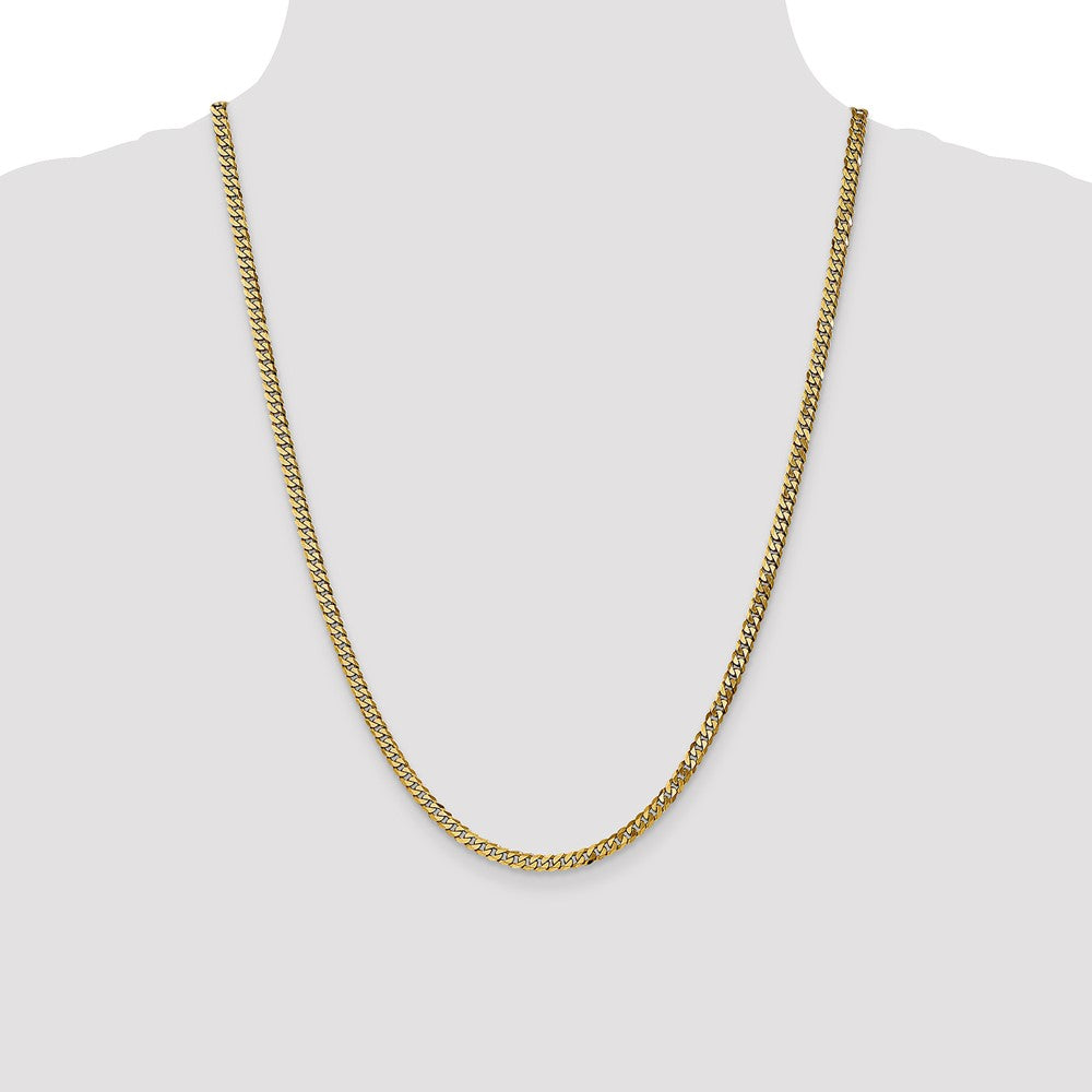 24 Inch 14K 3.9mm Flat Beveled Curb Chain Necklace
