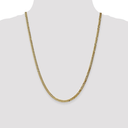 24 Inch 14K 3.9mm Flat Beveled Curb Chain Necklace