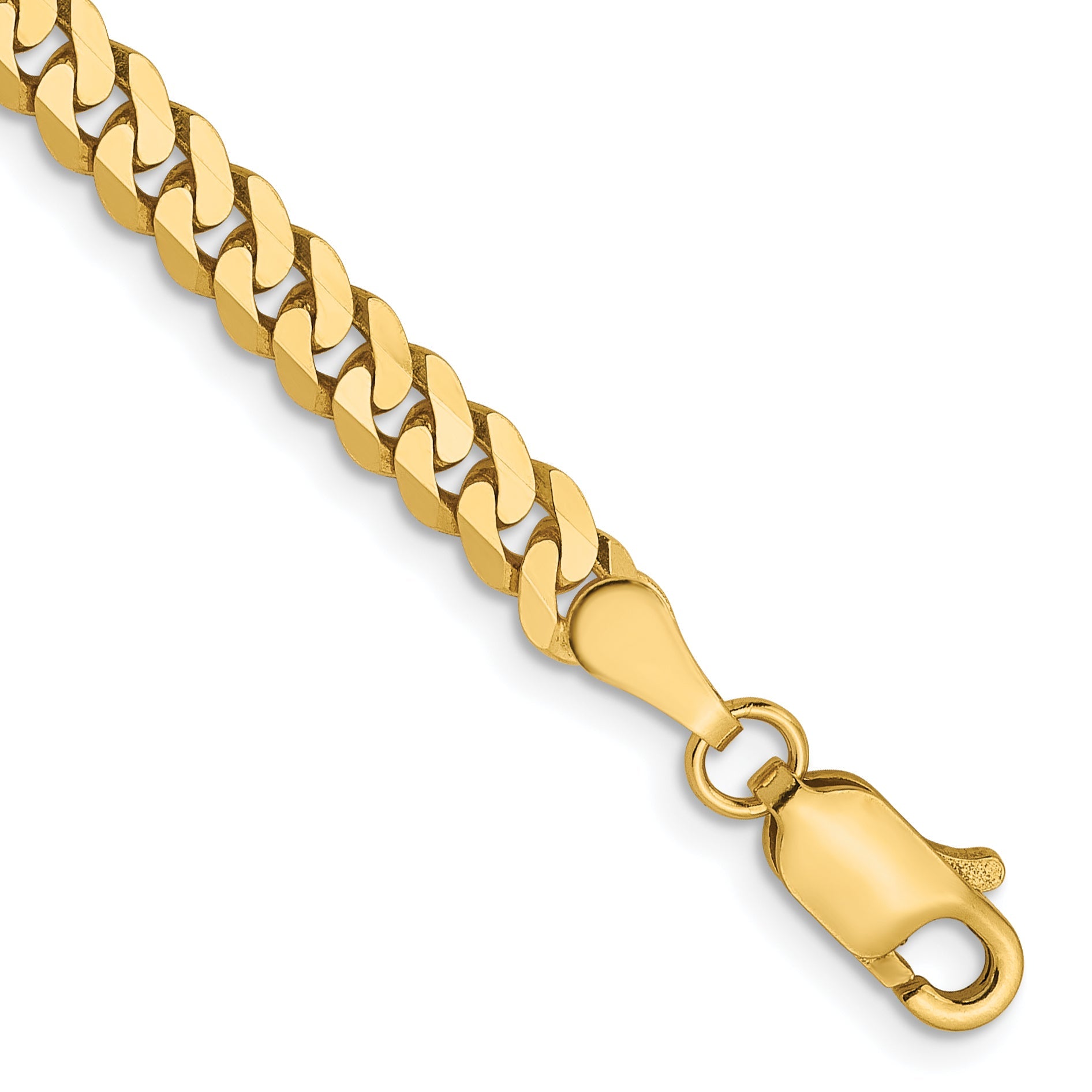 8 Inch 14K 3.9mm Flat Beveled Curb Chain Bracelet