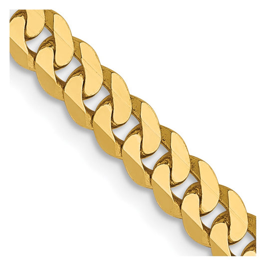 18 Inch 14K 3.9mm Flat Beveled Curb Chain Necklace