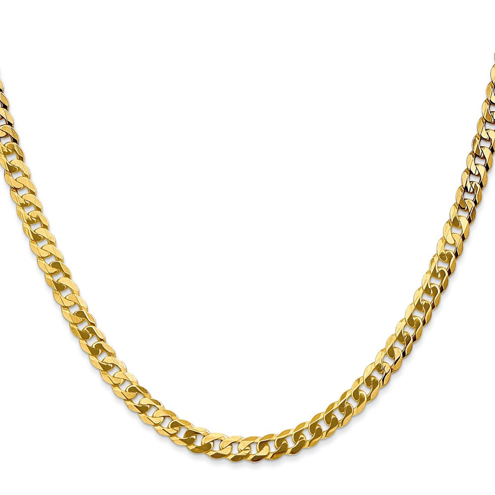 22 Inch 14K Yellow Gold 4.5mm Flat Beveled Curb Chain Necklace