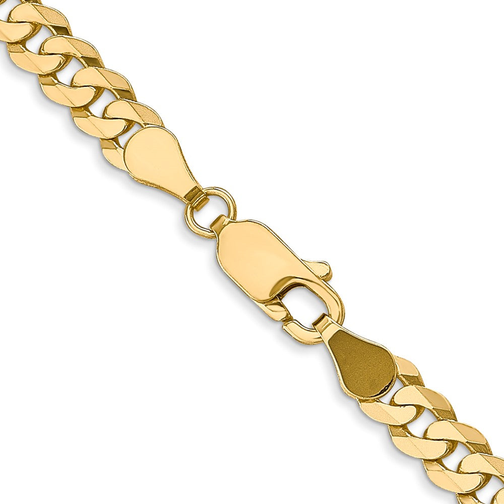 18 Inch 14K Yellow Gold 4.5mm Flat Beveled Curb Chain Necklace