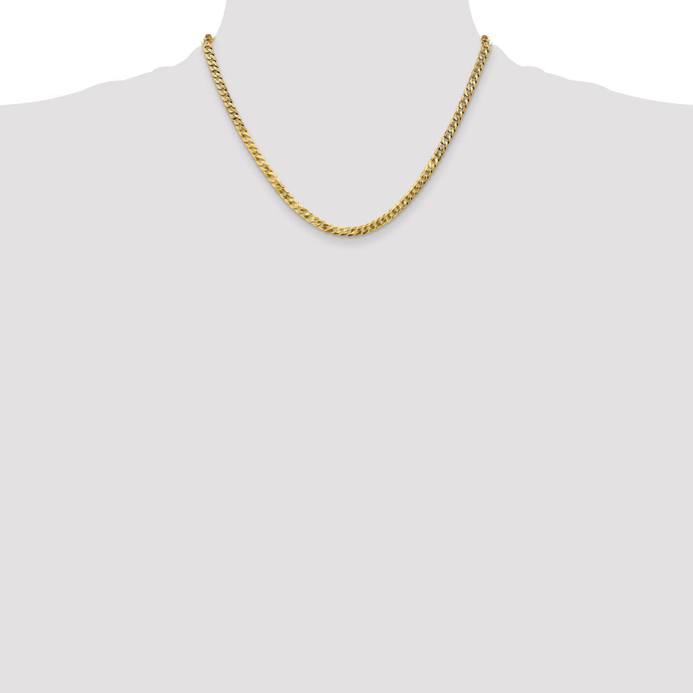 18 Inch 14K Yellow Gold 4.5mm Flat Beveled Curb Chain Necklace