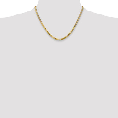18 Inch 14K Yellow Gold 4.5mm Flat Beveled Curb Chain Necklace