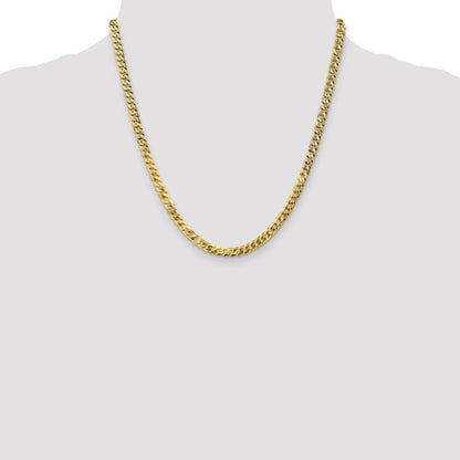 2 Inch 14K Yellow Gold 4.5mm Flat Beveled Curb Chain Necklace