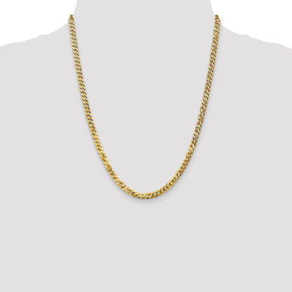 22 Inch 14K Yellow Gold 4.5mm Flat Beveled Curb Chain Necklace