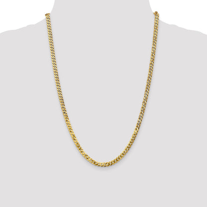 24 Inch 14K Yellow Gold 4.5mm Flat Beveled Curb Chain Necklace