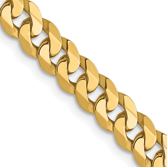 24 Inch 14K Yellow Gold 4.5mm Flat Beveled Curb Chain Necklace
