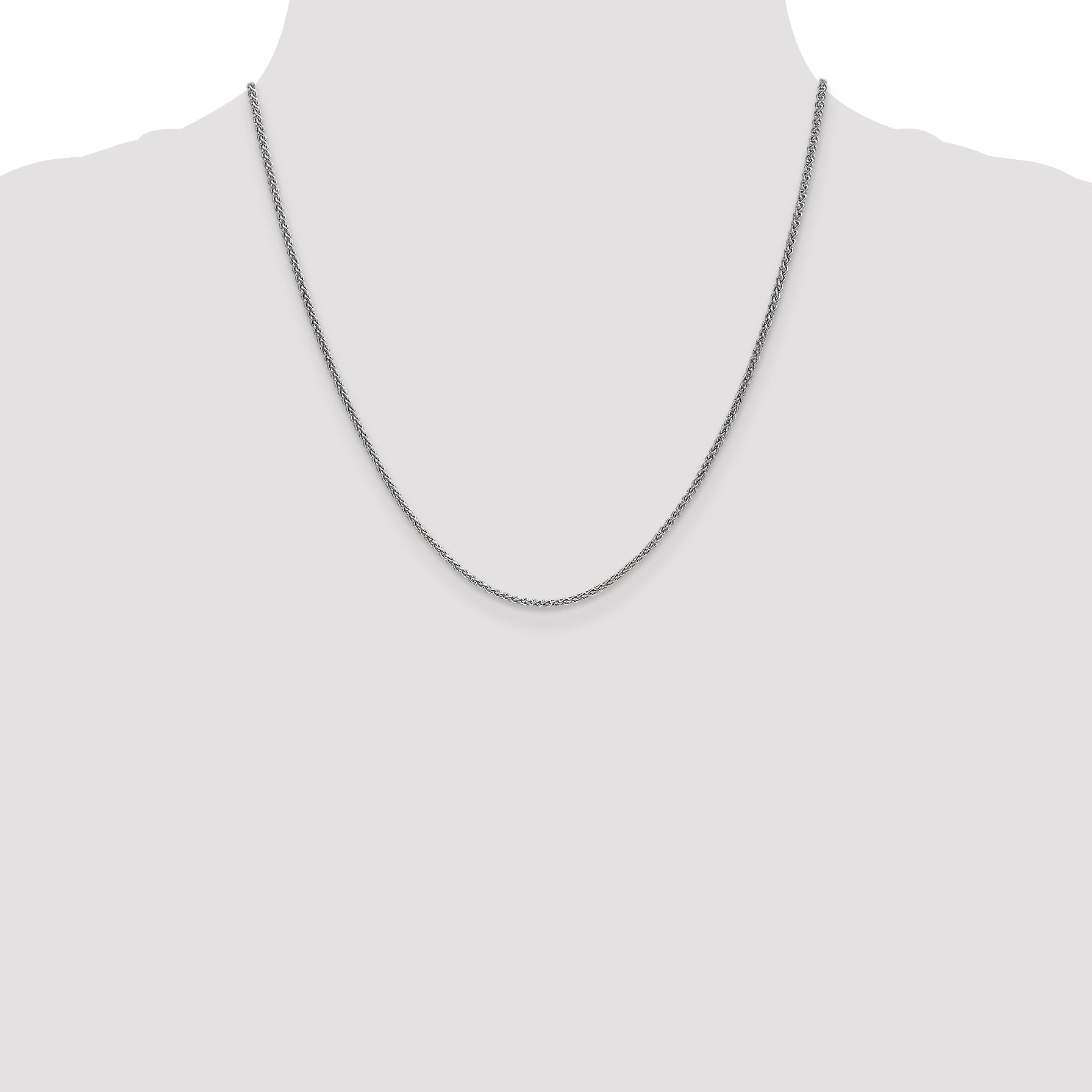 20 Inch 14K White Gold 1.65mm Spiga Chain Necklace