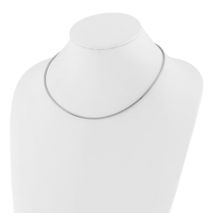 14K White Gold 2mm Round Omega Necklace