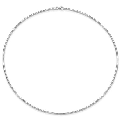 14K White Gold 2mm Round Omega Necklace