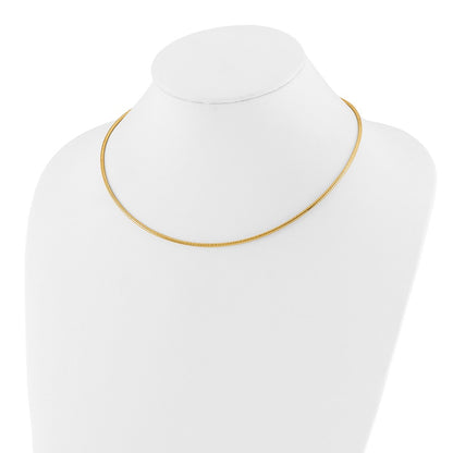 14K Yellow Gold 2mm Round Omega Necklace