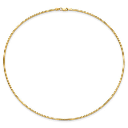 14K Yellow Gold 2mm Round Omega Necklace