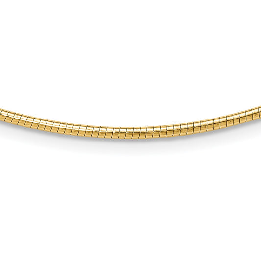 14K Yellow Gold 2mm Round Omega Necklace