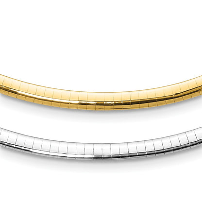 14K Two Tone 4mm Reversible Omega Necklace