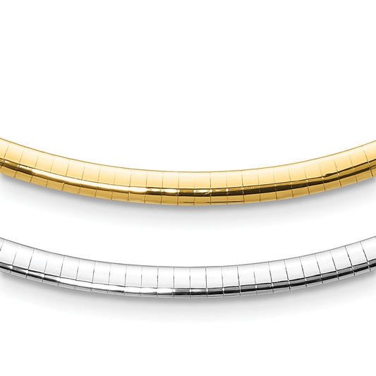 14K Two Tone 4mm Reversible Omega Necklace