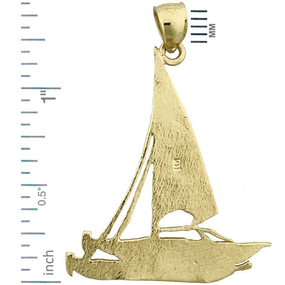 14K Gold Catamaran Sailboat Pendant