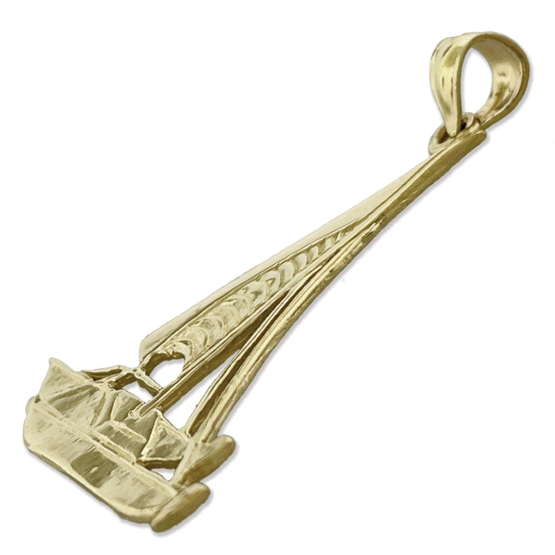 14K Gold Catamaran Sailboat Pendant