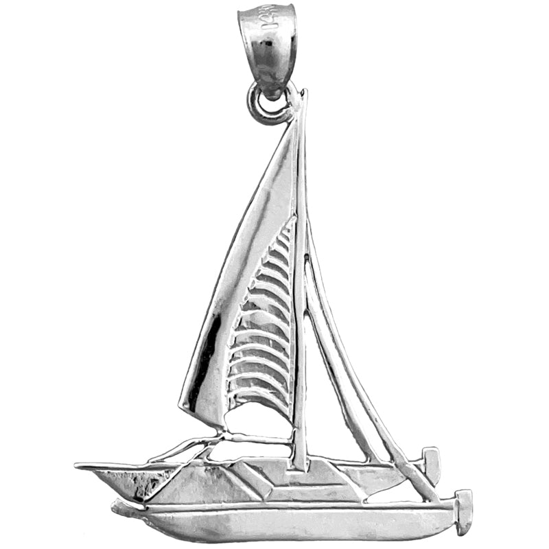 14K Gold Catamaran Sailboat Pendant
