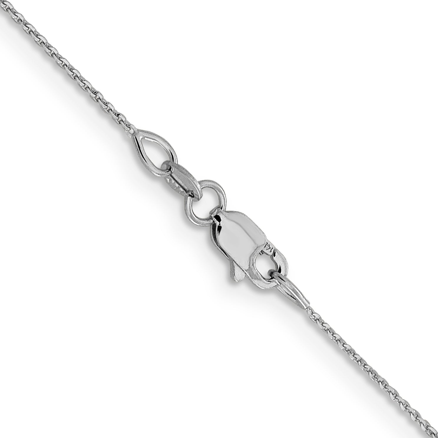 18 Inch 14K White Gold .85 mm D/C Cable Chain Necklace
