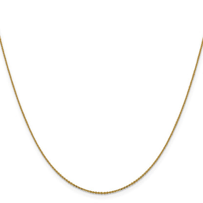 22 Inch 14K Yellow Gold 1.0 mm D/C Cable Chain Necklace