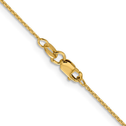 22 Inch 14K Yellow Gold 1.0 mm D/C Cable Chain Necklace
